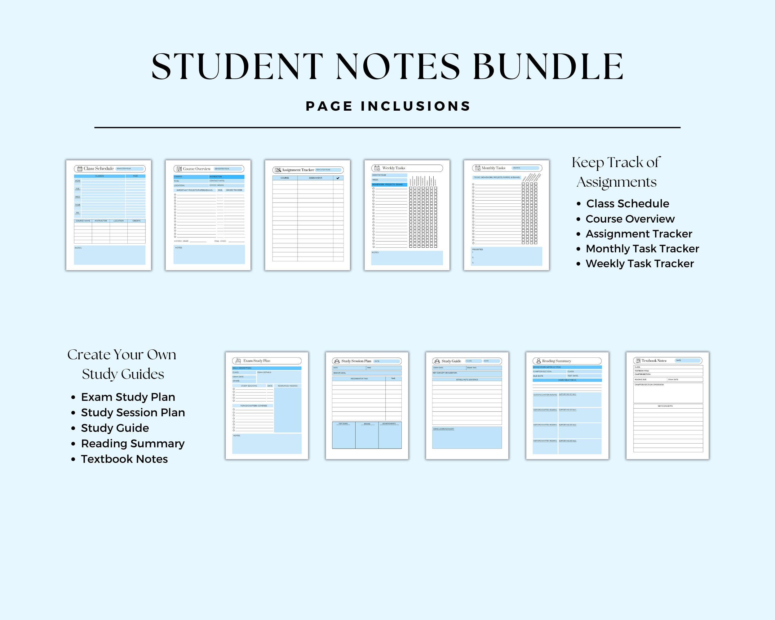 Student Notes Bundle: Cornell, Mind Map, & Exam Prep Templates (PDF ...