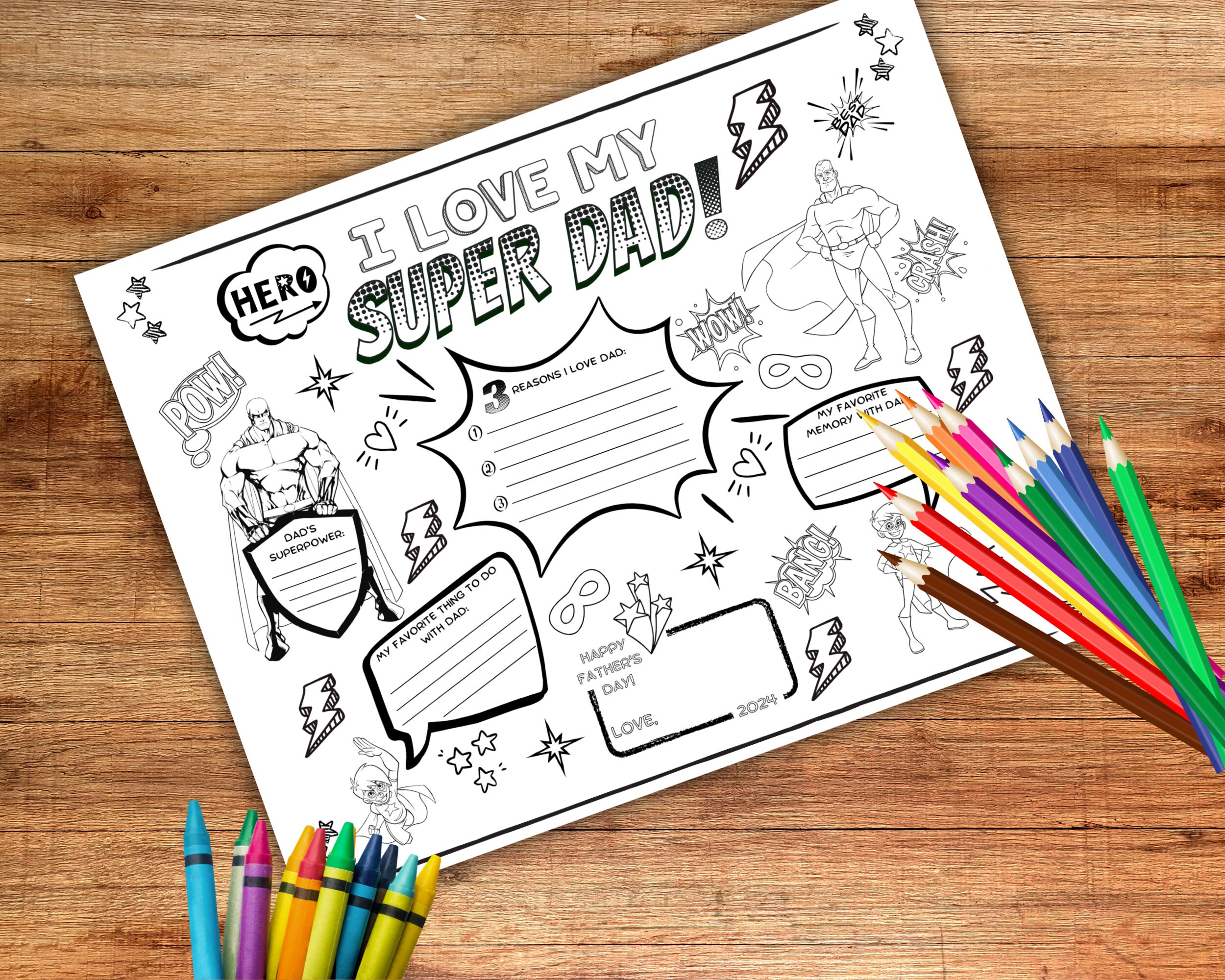 Father's Day Printable Coloring Page | Super Dad | Super Grandpa | All ...