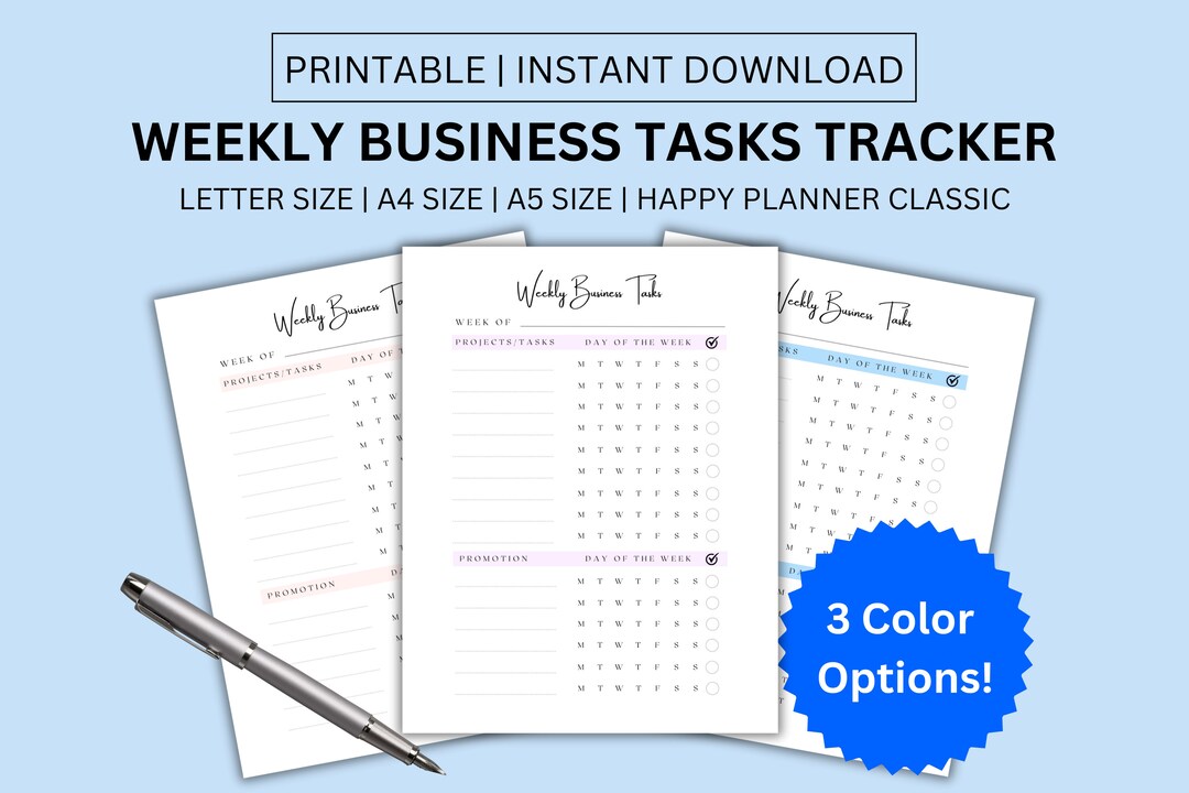 Weekly Business Task Checklist: Printable To-do List (PDF) - Etsy