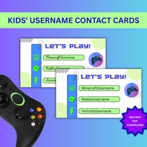 Bearbeitbare Playdate-Kontaktkarte für Kinder | Gamer Benutzernamen | Bleiben Sie in Kontakt mit Schulfreunden | Richte FernGaming Spieldaten ein