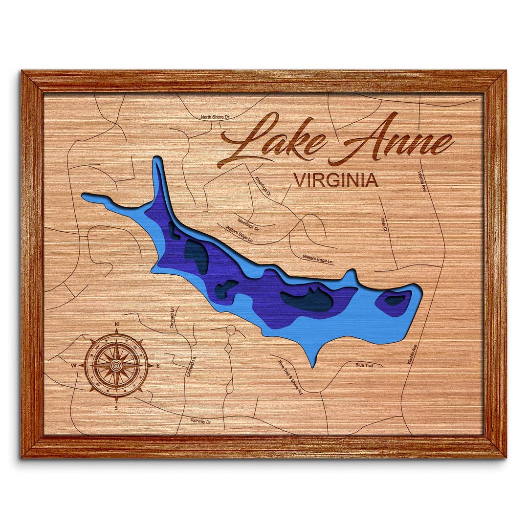 Lake Anne, Virginia Depth Map - Any Lake, Pond, or Reservoir - Unique ...