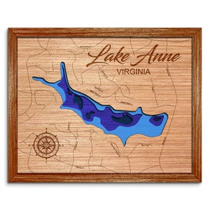 Lake Anne, Virginia Depth Map - Any Lake, Pond, or Reservoir - Unique Home Decor, Wall Art, Wall Decor