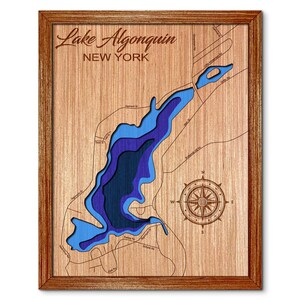Lake Algonquin, New York Depth Map - Any Lake, Pond, or Reservoir - Unique Home Decor, Wall Art, Wall Decor