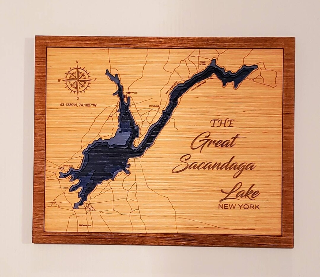 The Great Sacandaga Lake in New York 3D Topographical Map - Etsy