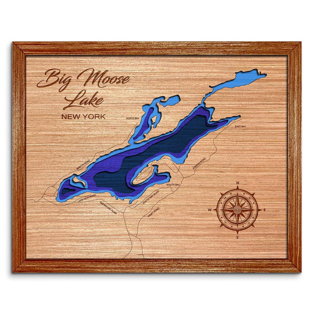 Big Moose Lake, New York Depth Map Any Lake, Pond, or Reservoir, Home