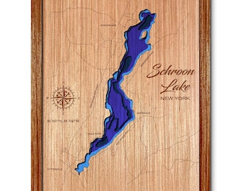 Schroon Lake, New York Depth Map - Any Lake, Pond, or Reservoir, Home Decor, Wall Art, Wall Decor