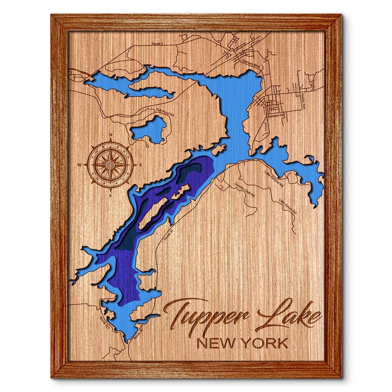 Tupper Lake, New York Depth Map Any Lake, Pond, or Reservoir Unique