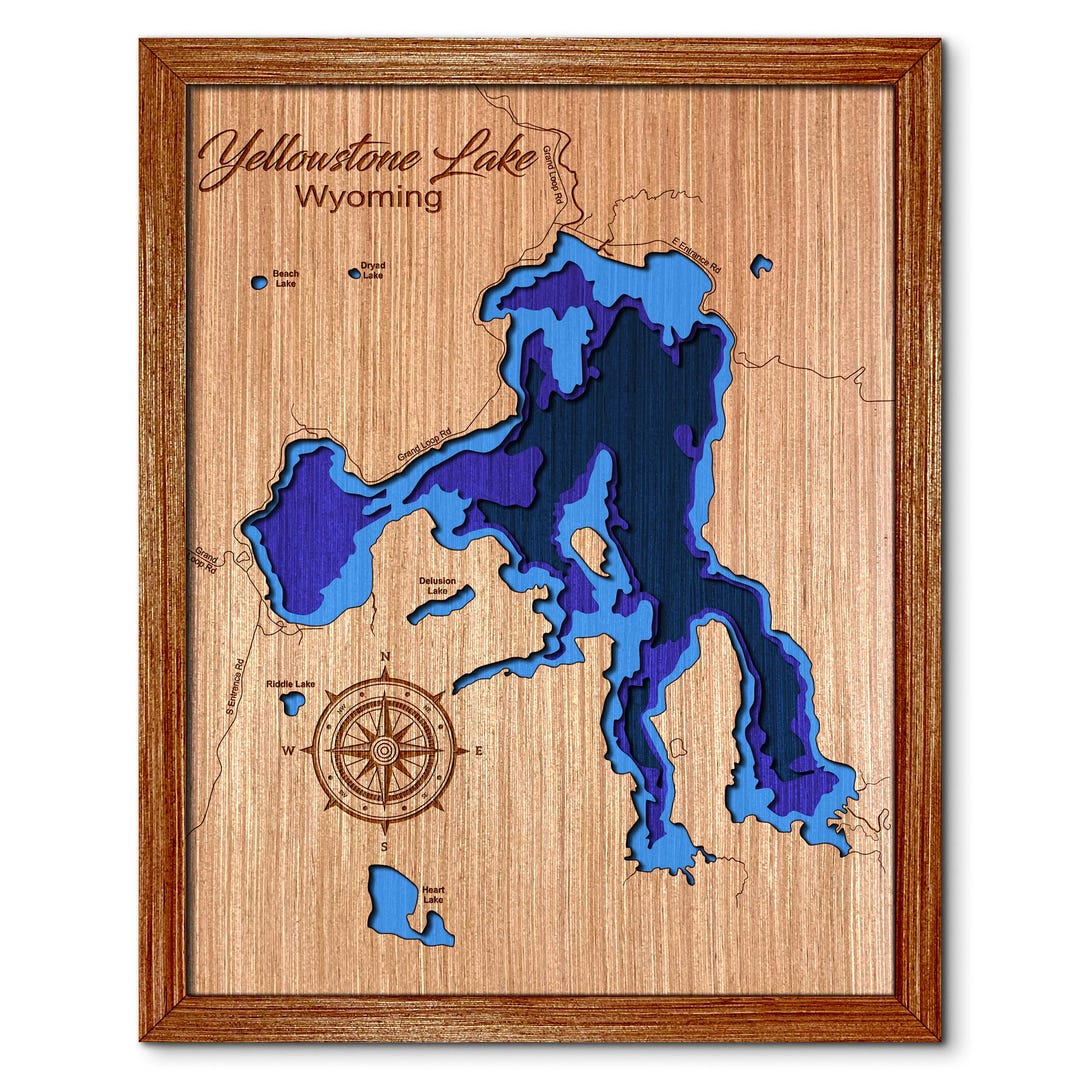 Yellowstone Lake, Wyoming Depth Map Any Lake, Pond, or Reservoir