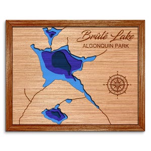 Brule Lake, (Algonquin Park) Ontario Canada Depth Map - Any Lake, Pond, or Reservoir - Unique Home Decor, Wall Art, Wall Decor