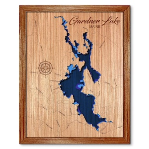 Gardner Lake, Maine Depth Map - Any Lake, Pond, or Reservoir, Home Decor, Wall Art, Wall Decor