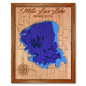 Mille Lacs Lake, Minnesota Depth Map - Any Lake, Pond, or Reservoir - Unique Home Decor, Wall Art, Wall Decor