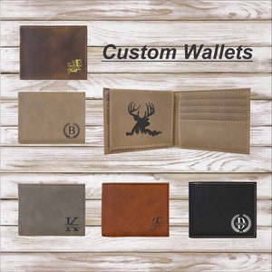 Cartera personalizada, cartera de hombre, regalo para él, cartera fina de estilo minimalista, regalo de marido, regalo de padrino, regalo de marido, cartera grabada