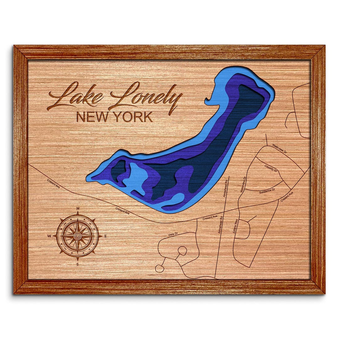 Lake Lonely, New York Depth Map Any Lake, Pond, or Reservoir Unique