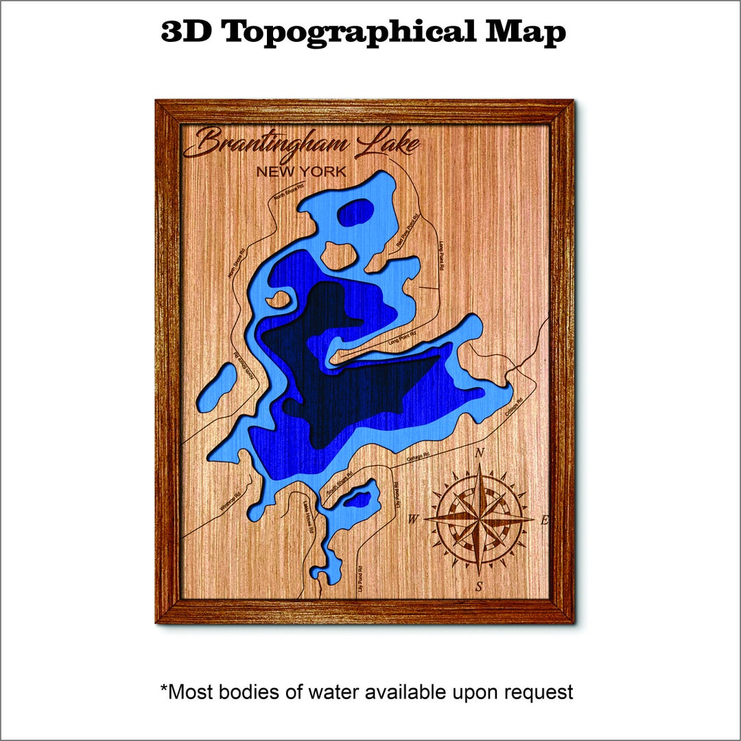 Brantingham Lake in NY 3D Topographical Map Etsy