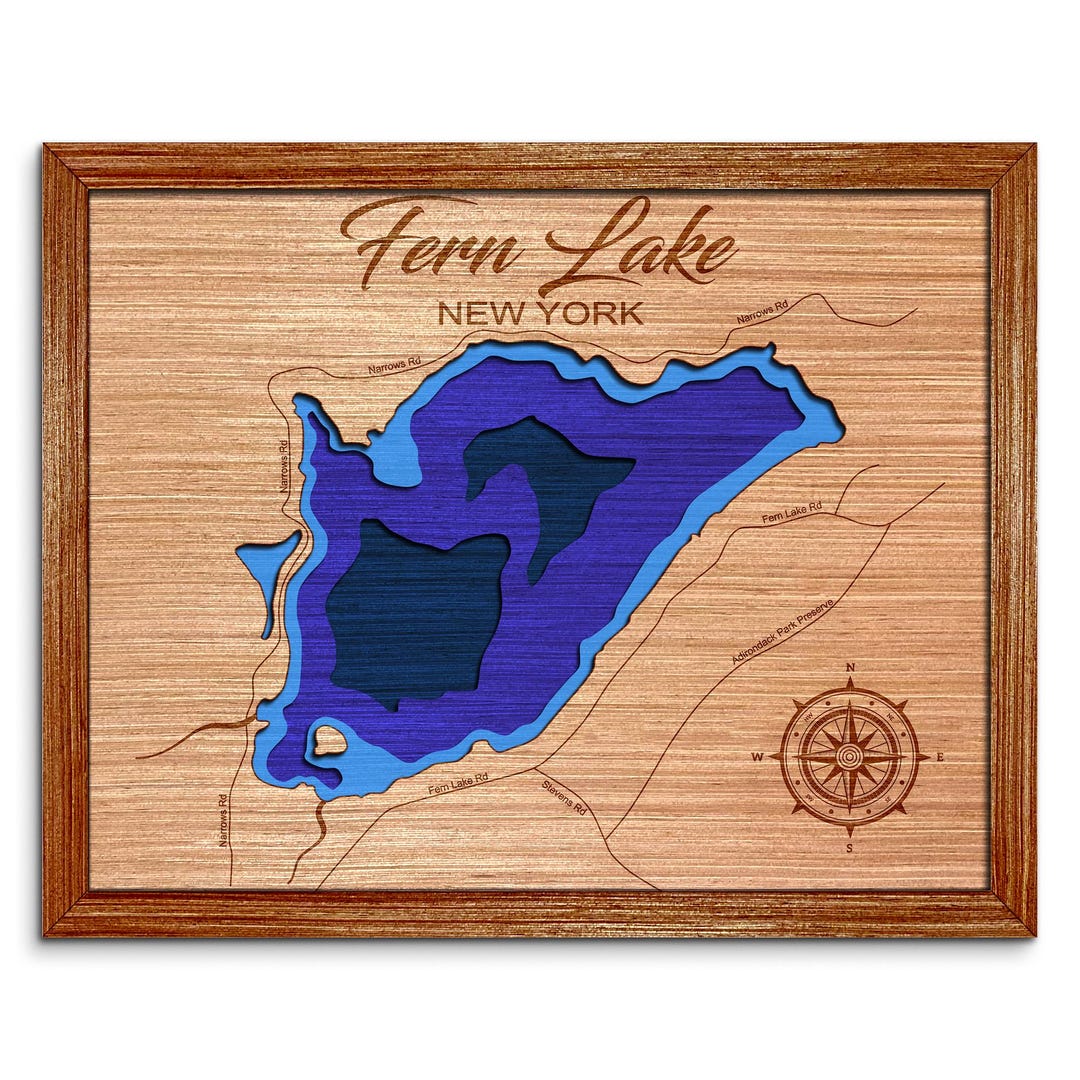 Fern Lake, New York Depth Map Any Lake, Pond, or Reservoir Unique