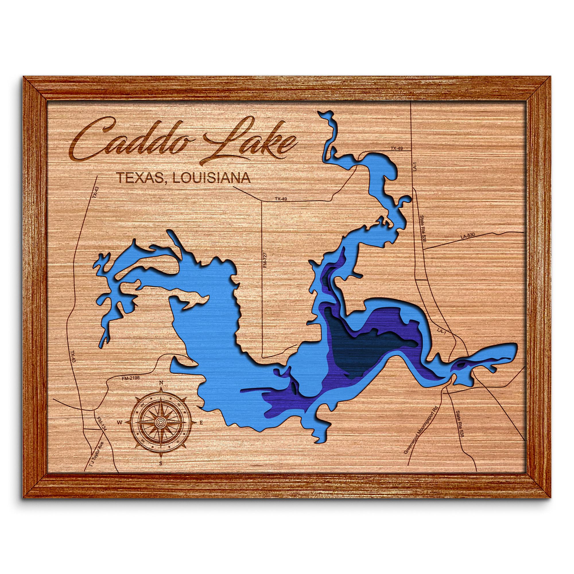 Caddo Lake, Texas Depth Map - Any Lake, Pond, or Reservoir