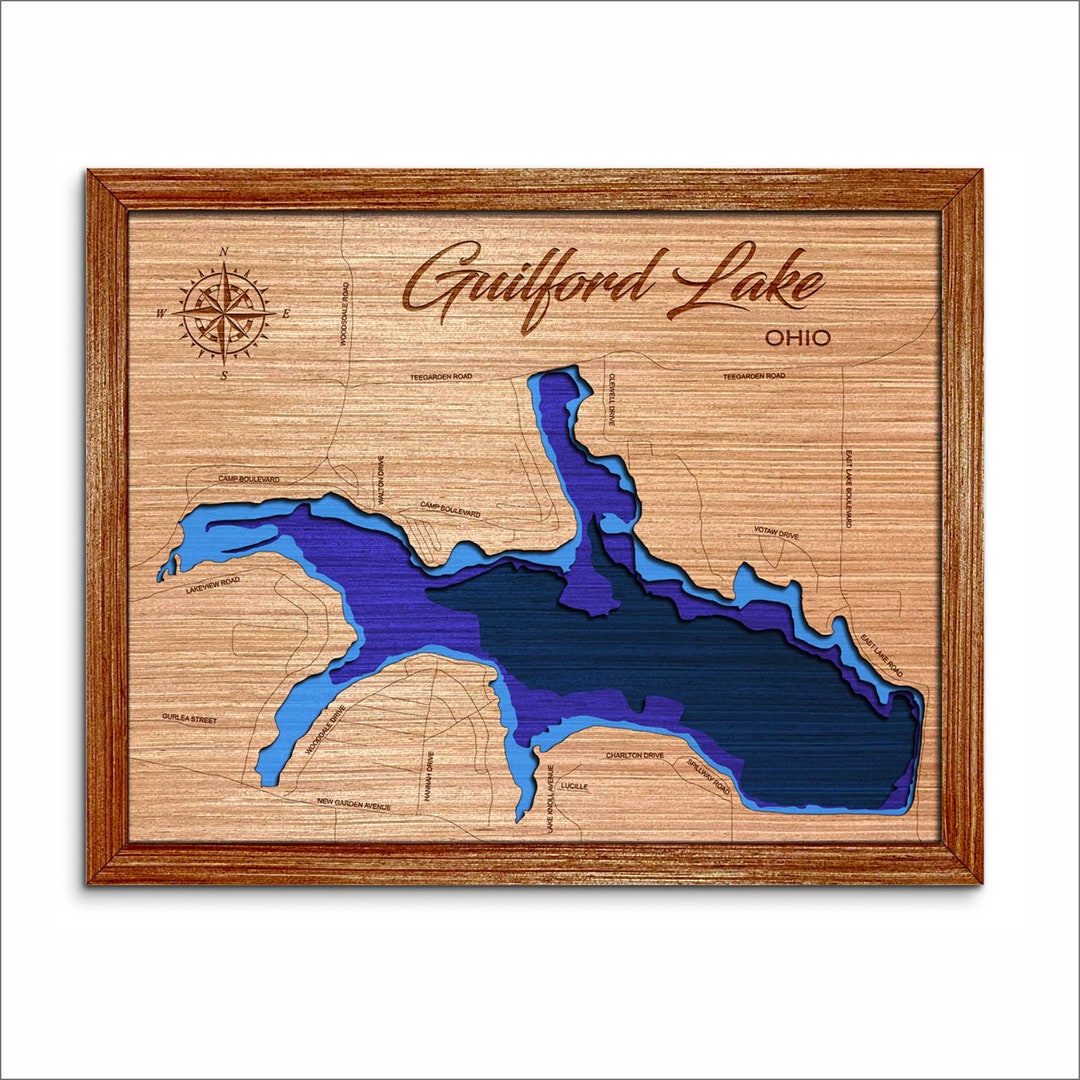 Guilford Lake in Ohio 3D Topographical Map Etsy