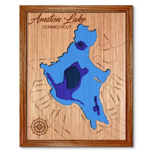 Amston Lake, Connecticut Depth Map - Any Lake, Pond, or Reservoir - Unique Home Decor, Wall Art, Wall Decor