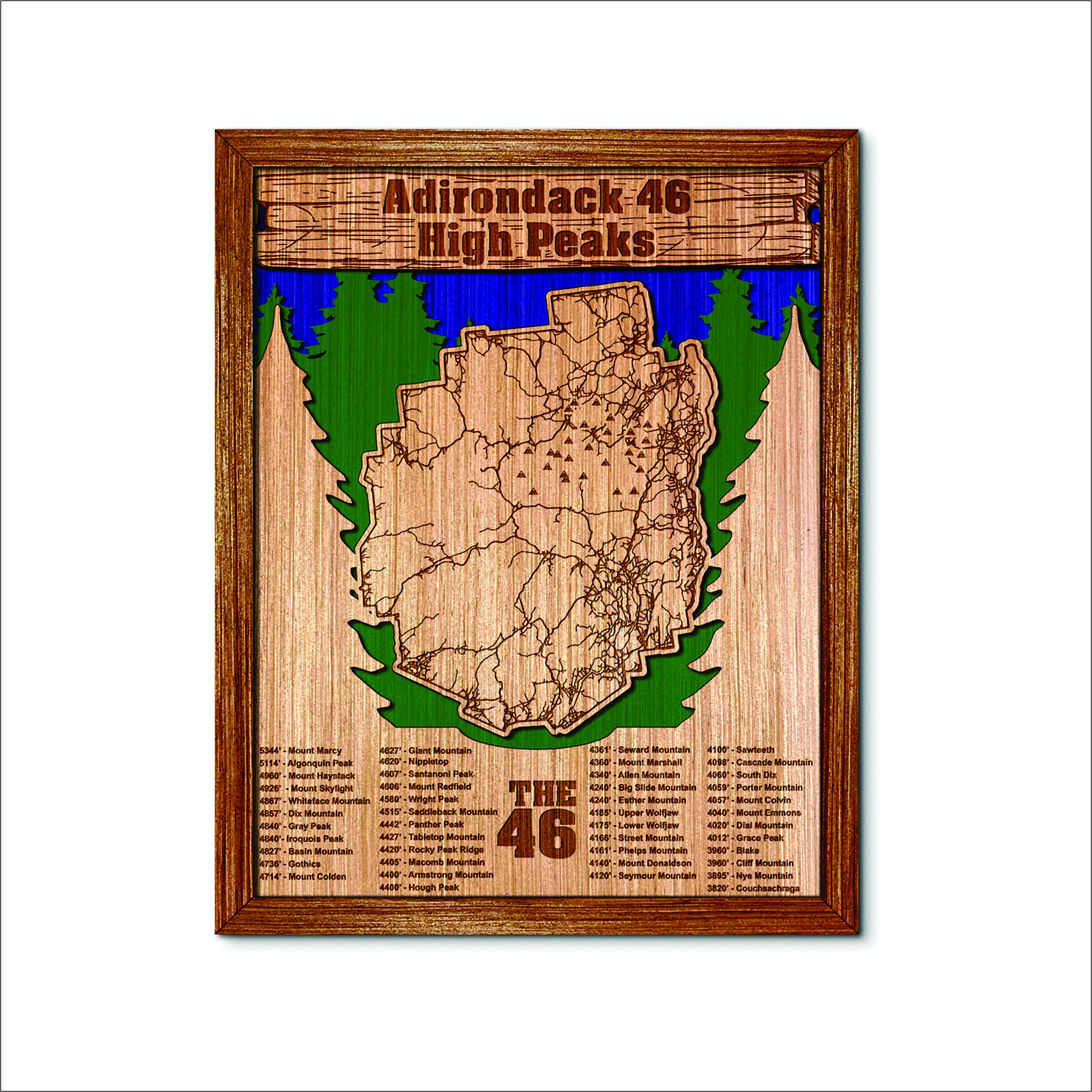 Adirondack High Peaks ADK 46 Depth Map - Any Lake, Pond, or Reservoir ...