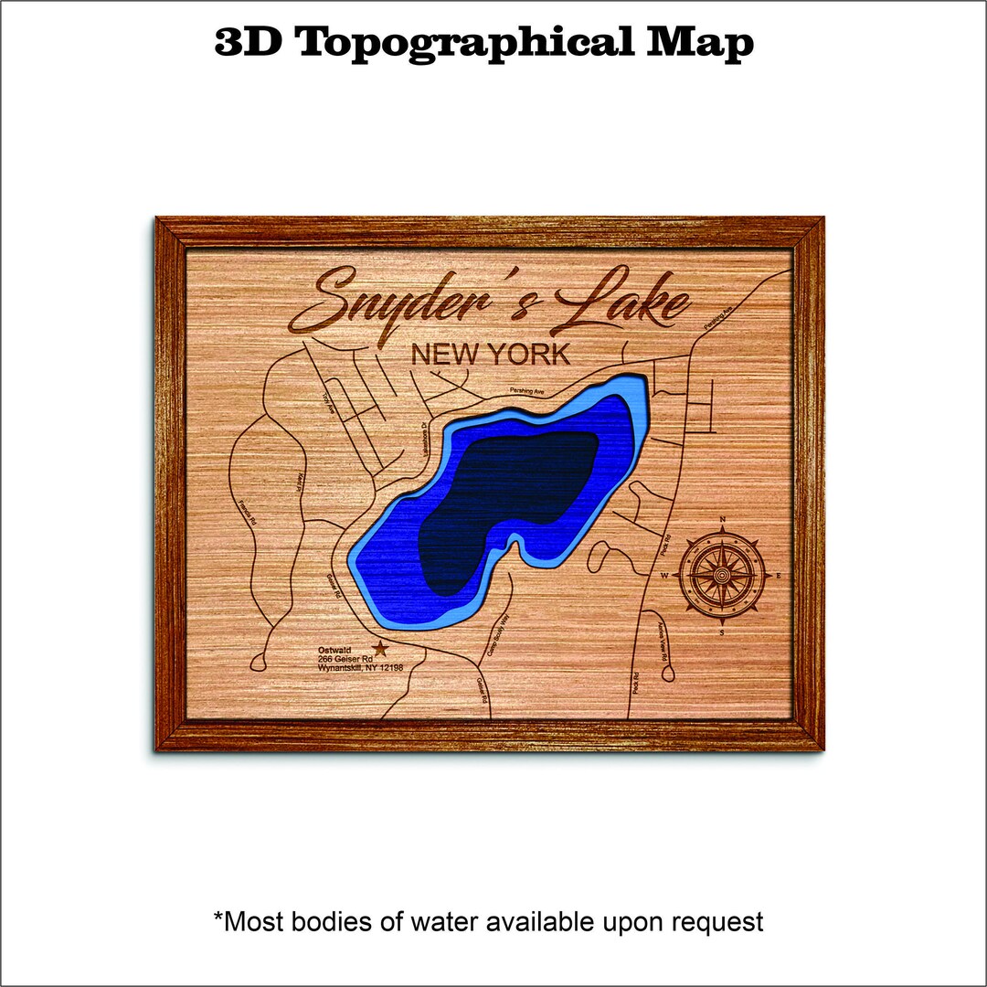 Snyders Lake in New York 3D Topographical Map Etsy