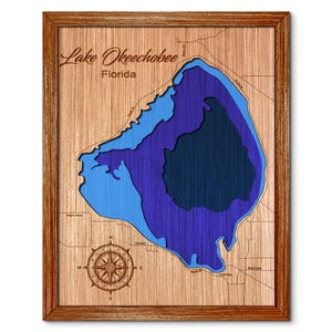 Lake Okeechobee, Florida Depth Map - Any Lake, Pond, or Reservoir, Home Decor, Wall Art, Wall Decor