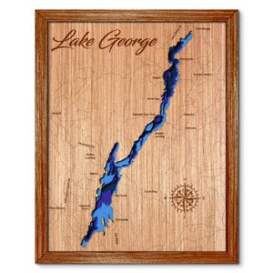 Lake George, New York Depth Map - Any Lake, Pond, or Reservoir, Home Decor, Wall Art, Wall Decor