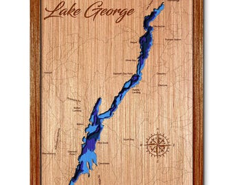 Lake George, New York Depth Map - Any Lake, Pond, or Reservoir, Home Decor, Wall Art, Wall Decor