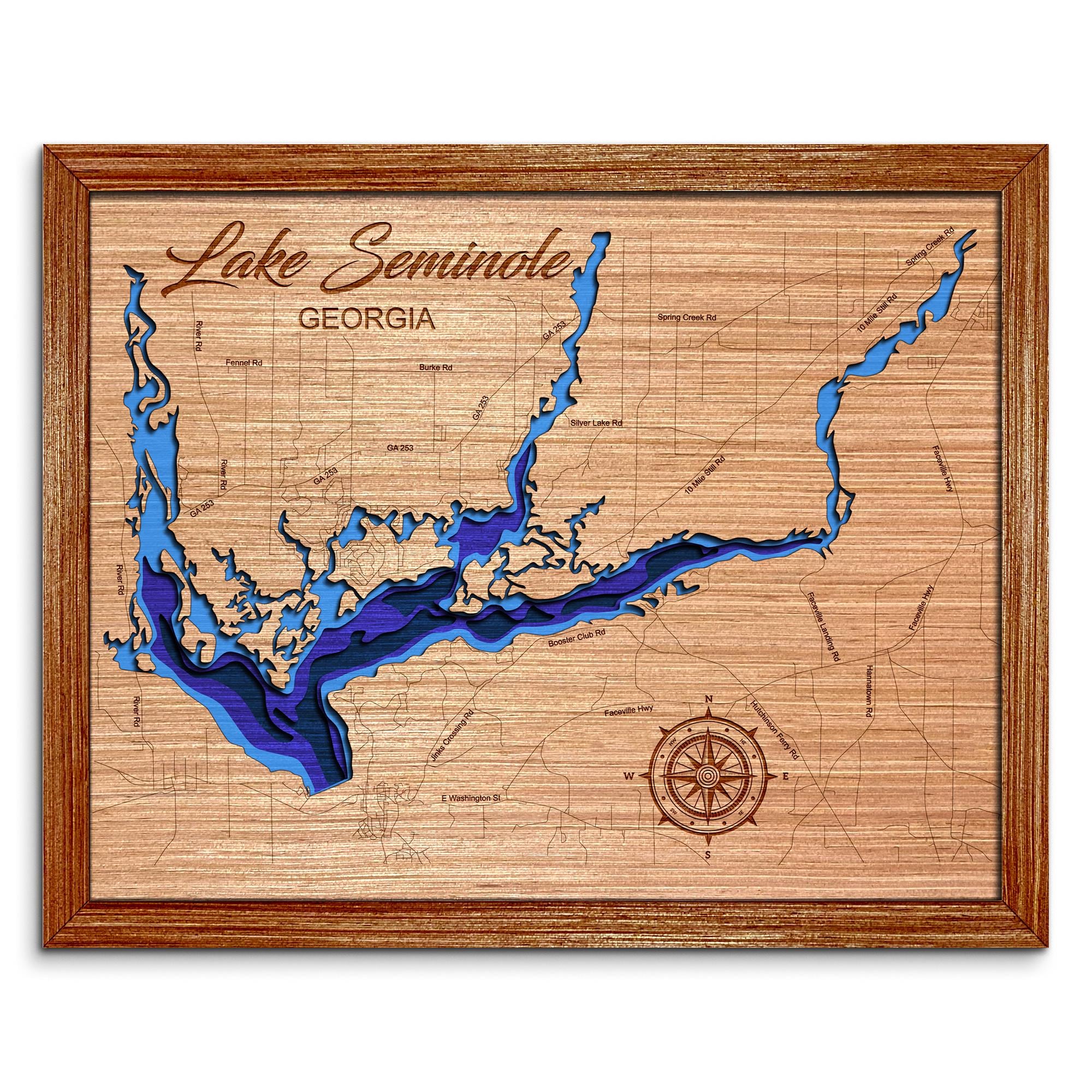 Lake Seminole, Georgia Depth Map - Any Lake, Pond, or Reservoir ...