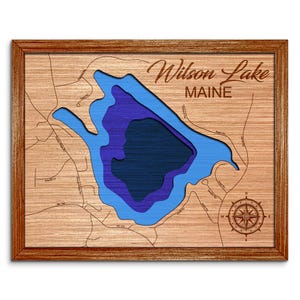 Wilson Lake, Maine Depth Map - Any Lake, Pond, or Reservoir - Unique Home Decor, Wall Art, Wall Decor