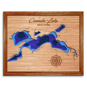 Canada Lake, New York Depth Map - Any Lake, Pond, or Reservoir, Home Decor, Wall Art, Wall Decor
