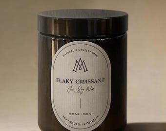 Croissant Scented Candle | Wood Wick Coconut Soy Candle | Bakery Candle Gift for Mom or Friend | Eco Friendly Non-Toxic Home Decor