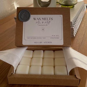 Waxmelts | 12 melts of cadeauset met 12 melts en waxmelter | Natuurlijke biologische kokoswas | Handgemaakt in Zweden