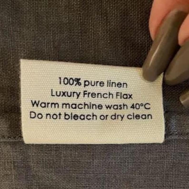 Tag explaining quality and how to wash.