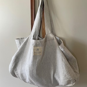 Strand- und / oder Einkaufstasche aus reinem französischem Leinen | weiche steingewaschene Leinen Markttasche