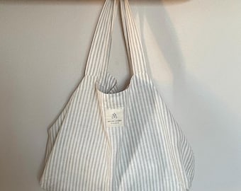 French organic linen beach and/or shopping tote bag | soft stonewashed linen market bag