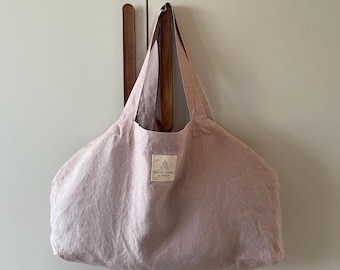Organic French Linen Beach or Shopping Tote Bag | Soft Stonewashed Market Bag