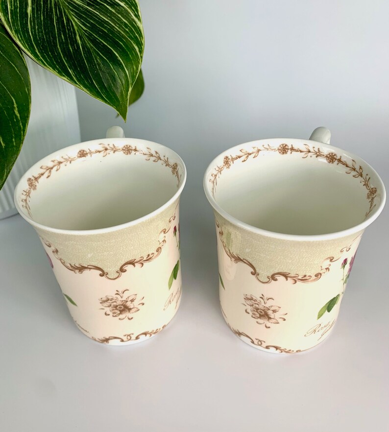 Vintage Queens Fine Bone China Mugs, redoute's Roses' Pattern by Royal
