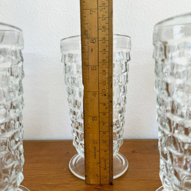 Whitehall Clear Iced Tea Glasses by Colony, Thumbprint Stacked Cube