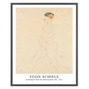 Egon Schiele - &quot;Schwangere Frau mit Kind auf dem Arm&quot; 1912 | Unframed Fine Art Print