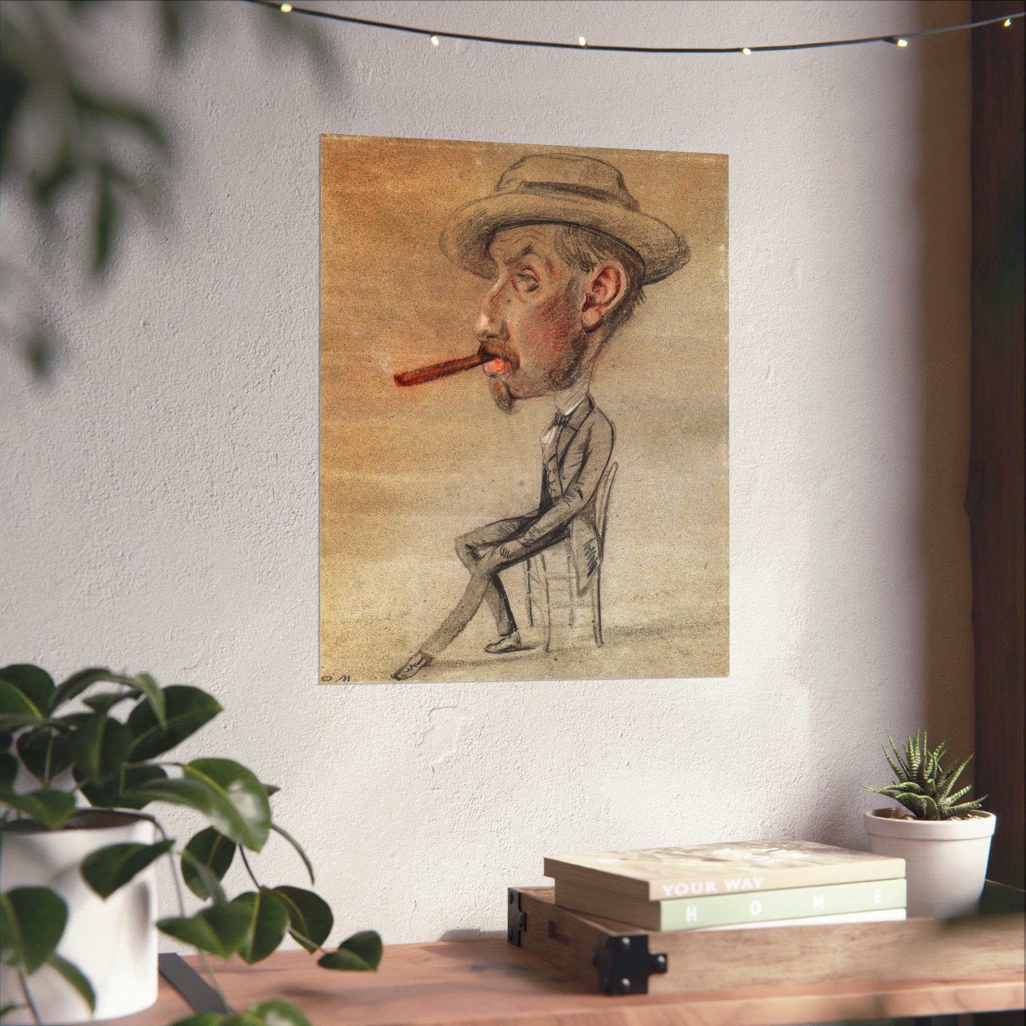 クロード・モネ、葉巻を吸う伊達男、希少画集画、新品高級額、額装付 クロード・モネ、葉巻を吸う伊達男、希少画集画、新品高級額