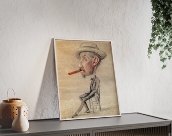 クロード・モネ - 「大きな葉巻をくわえた男の風刺画」 1856年 | 額