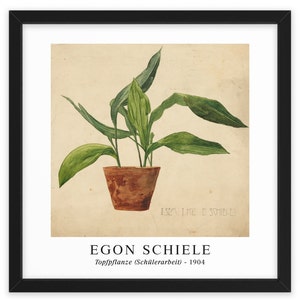Egon Schiele - &quot;Topfpflanze (Schülerarbeit)&quot; (Potted Plant (student work)) 1904 | Unframed Fine Art Print