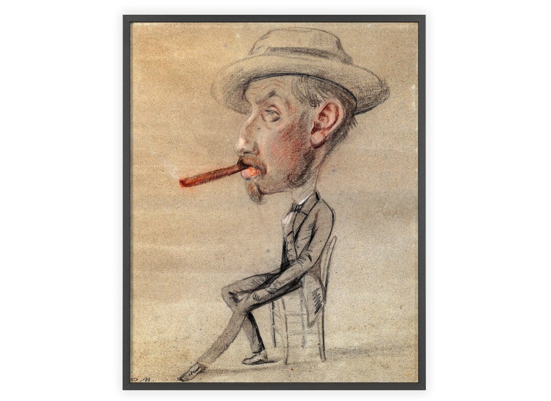 クロード・モネ、葉巻を吸う伊達男、希少画集画、新品高級額、額装付 クロード・モネ、葉巻を吸う伊達男、希少画集画、新品高級額