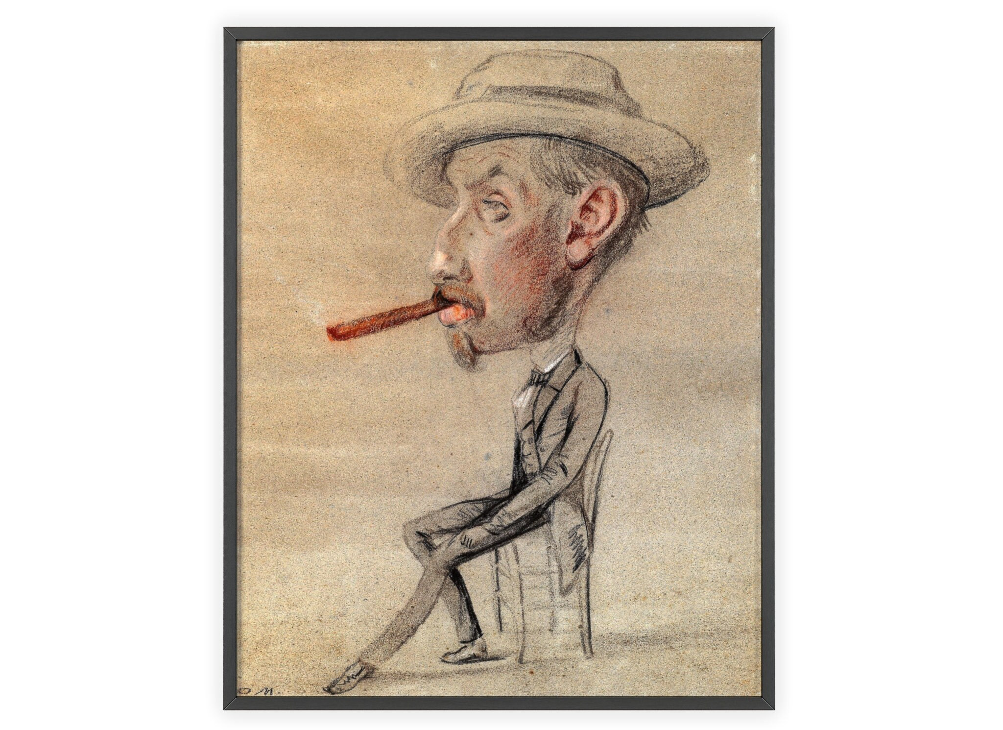 クロード・モネ - 「大きな葉巻をくわえた男の風刺画」 1856年