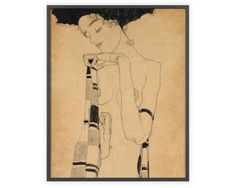 Egon Schiele - "Staand meisje" ca. 1909 | Randloos, volledige paginaafdruk | Ingelijste Fine Art Print