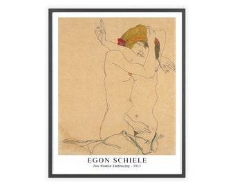 Egon Schiele - "Zwei Frauen umarmen sich" 1913 | Ungerahmter Fine Art Print
