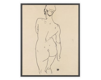Egon Schiele - "Weiblicher Ruckenakt" 1918 | Niet-ingelijste Fine Art Print | Randloos