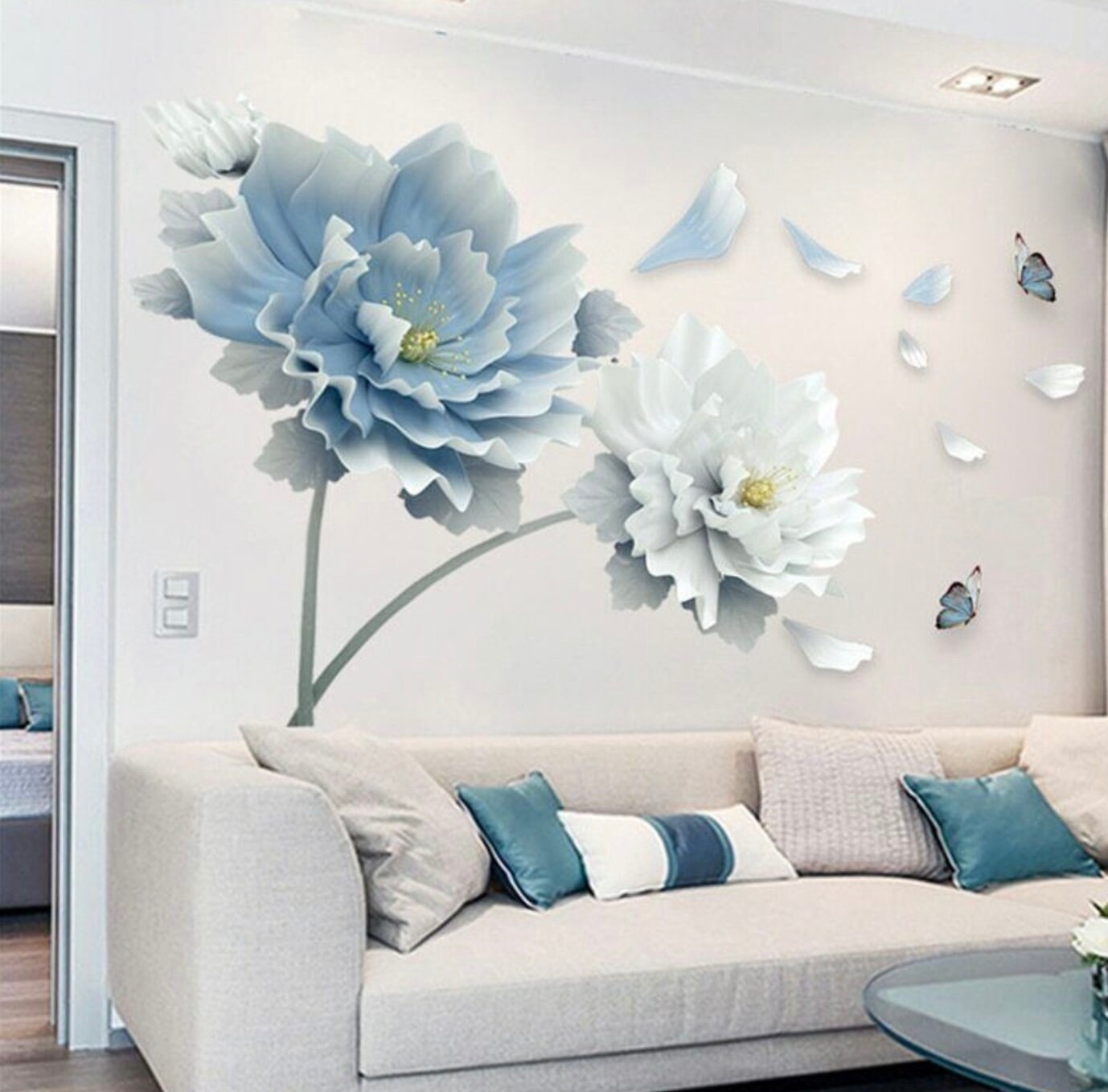Modern Flower Decorative 3D Ceiling Mirror Wall Stickers Living Room  Bedroom Home Wall Decor Lamp Interior House Decoration R010