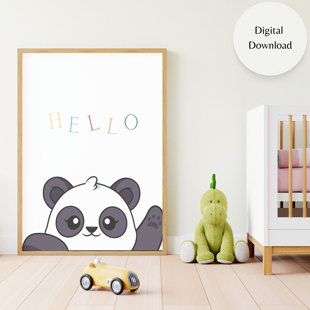 Hello Wall Art Babies Digital Wall Art Nursery Wall Design Etsy