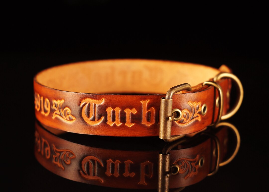 Engraved Leather Dog Collar Personalized Dog Collar Collar Etsy